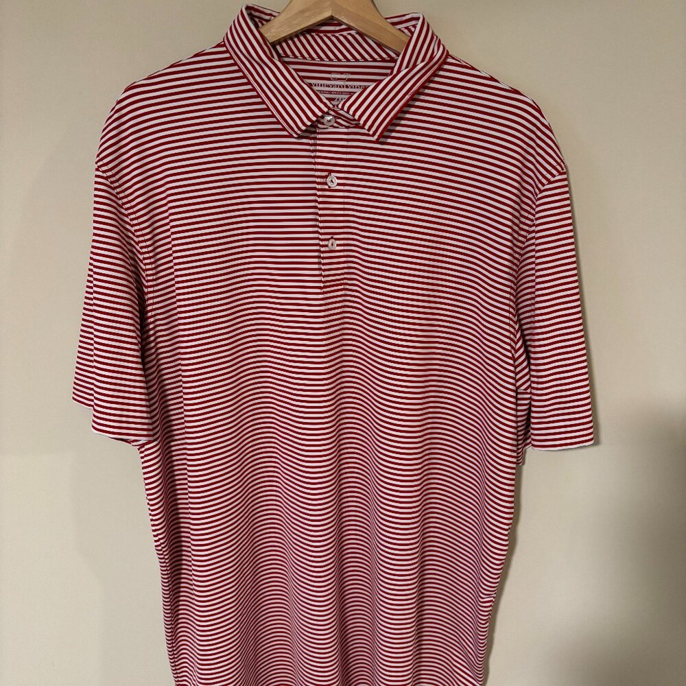 Vineyard Vines Men's Performance Polo - Red/White Stripe
